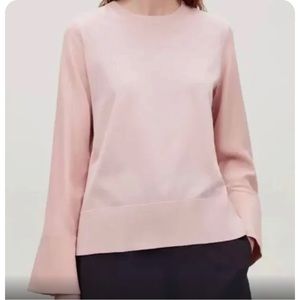 COS cotton knit top with silk sleeves